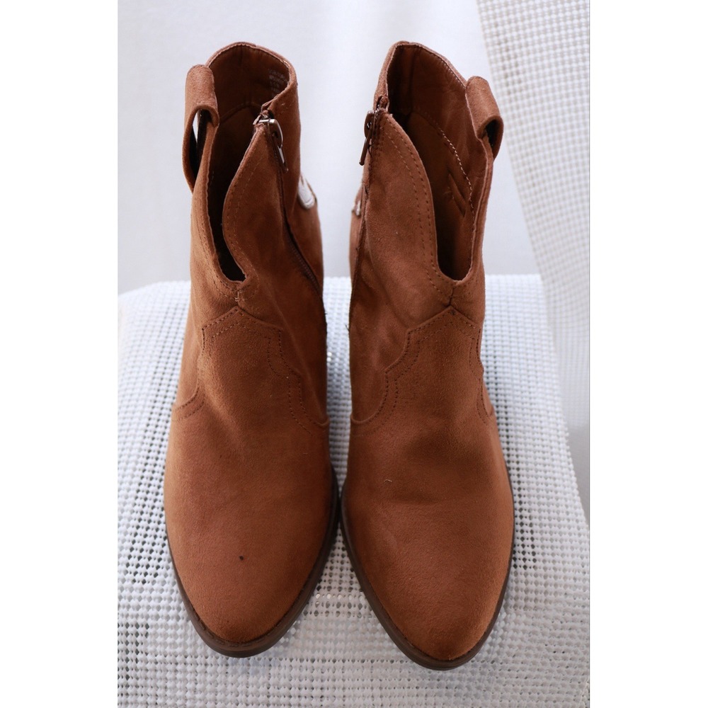 Sugar SGR Torch Womens Ankle Boots 8.5 W Brown Cow Print Western Block Heel